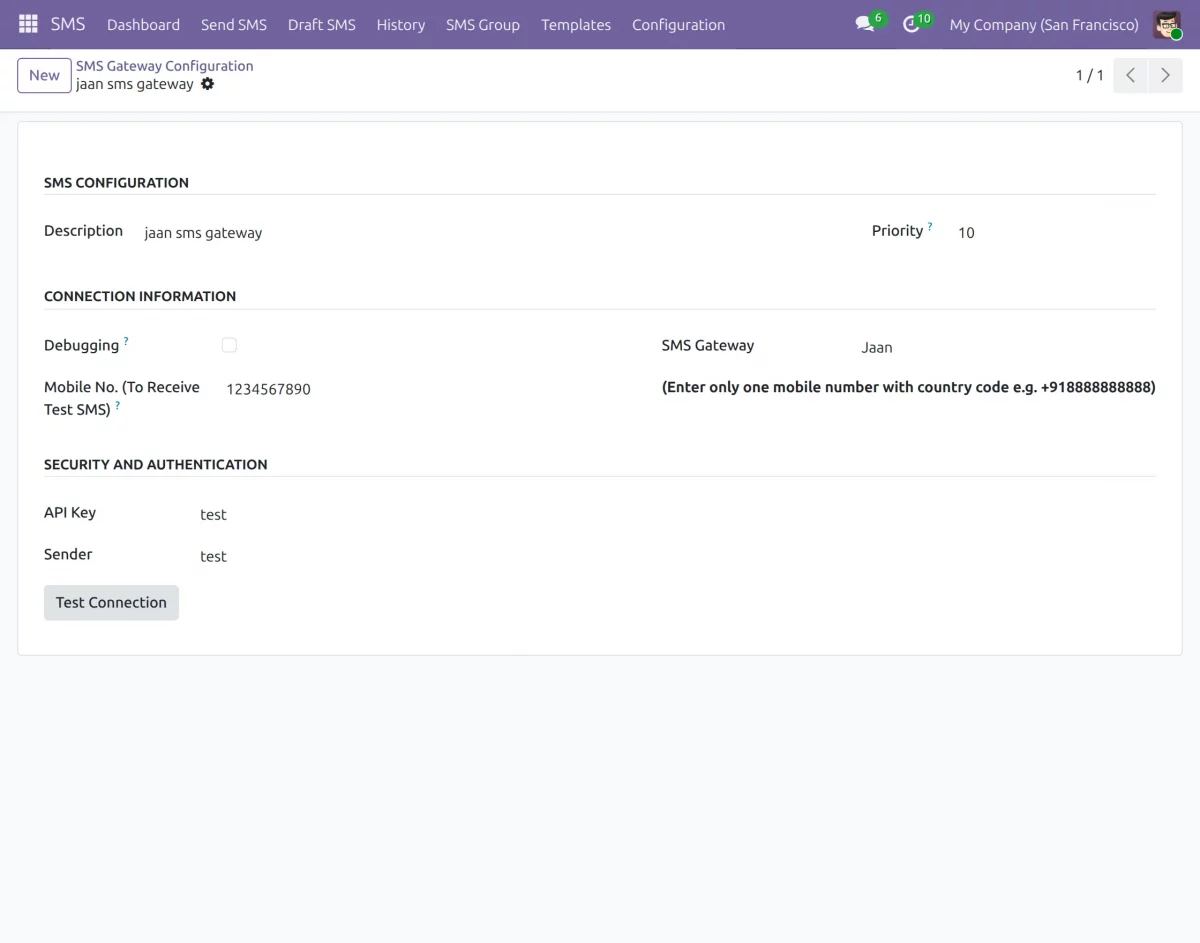 configure sms gateway