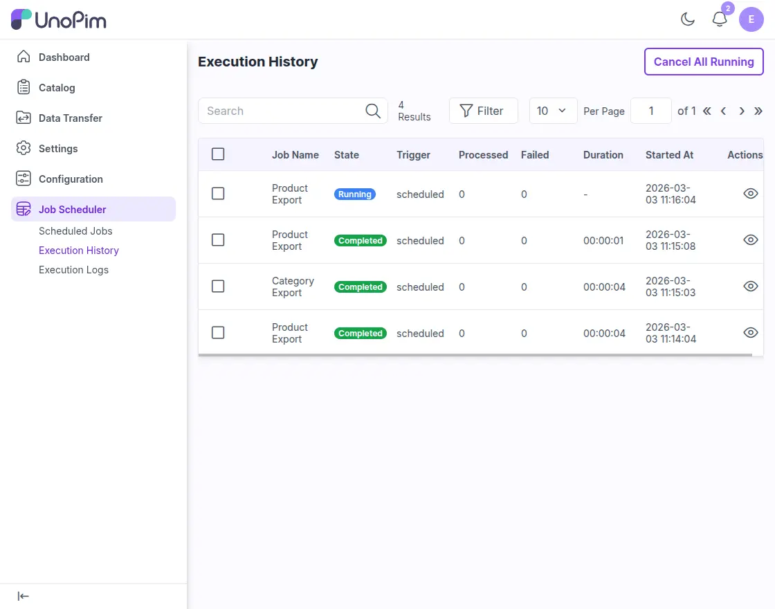 Job Scheduler History