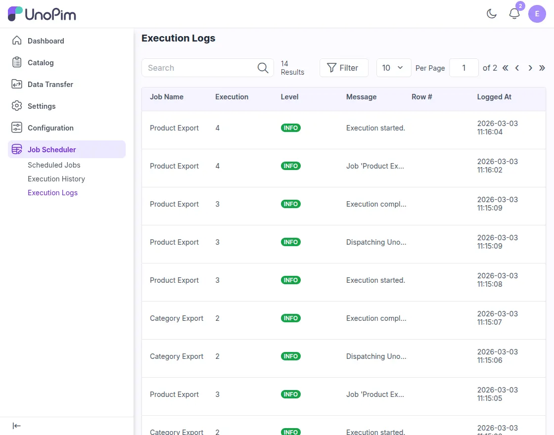 Job Execution Logs