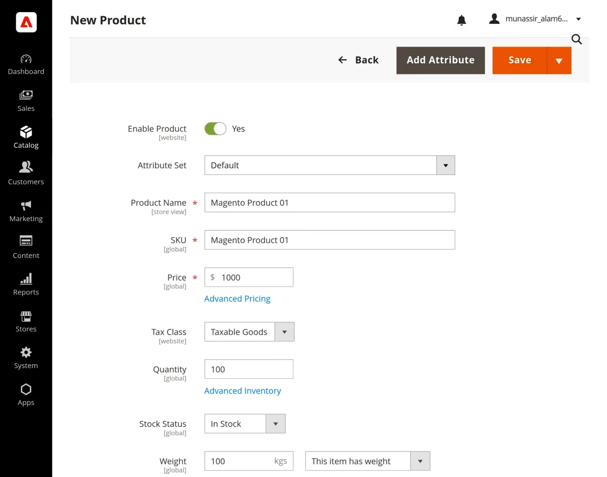 new product create adobe commerce end