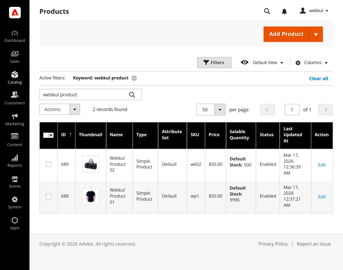 mvm to adobe commerce product