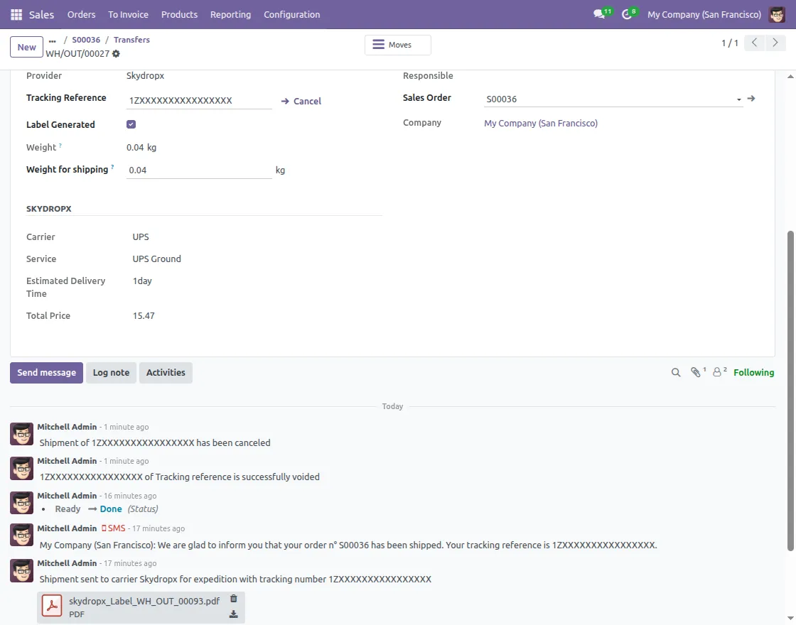 Shipment Activity Logs