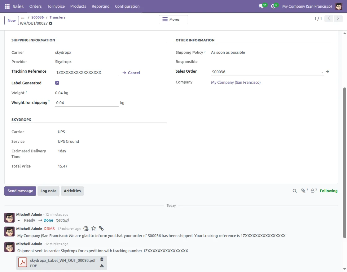 Shipment Tracking Details