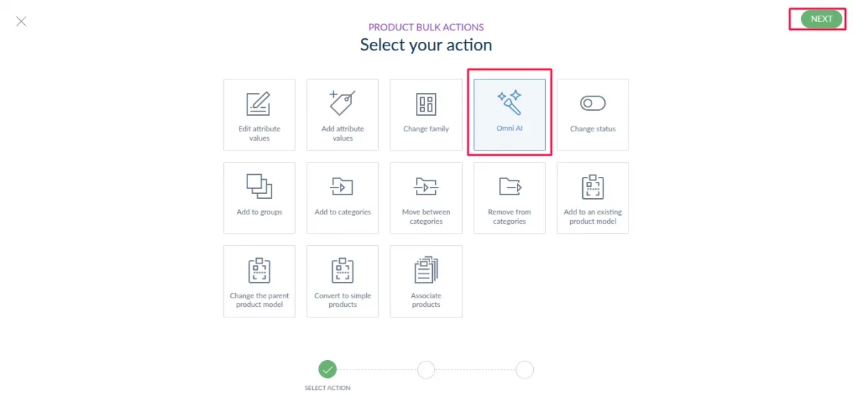 select omni ai bulk action