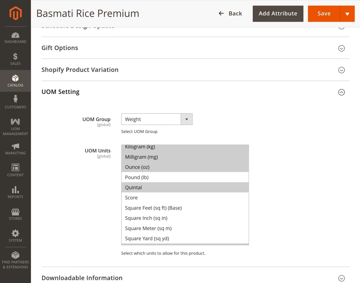 product edit page admin end