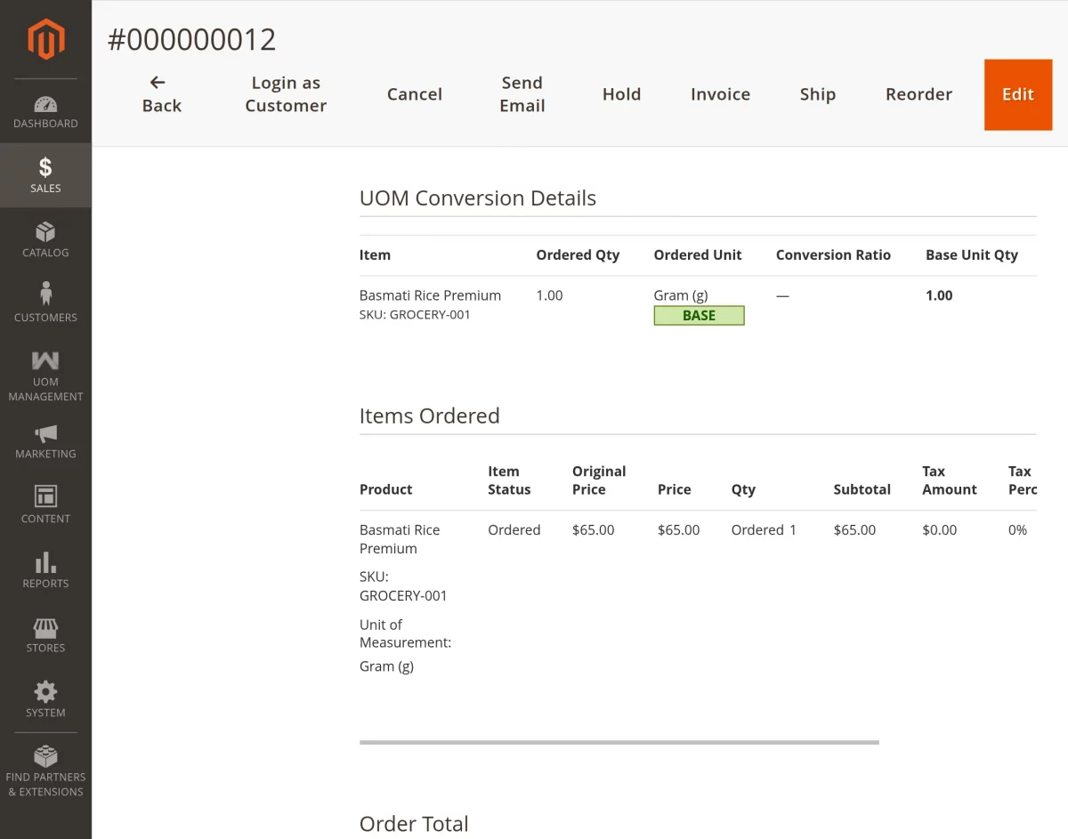 sales order adminend