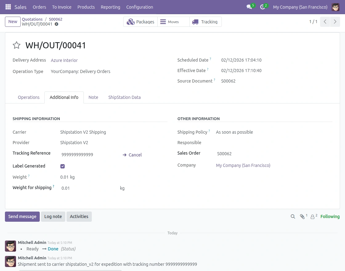 Shipment Cancellation button