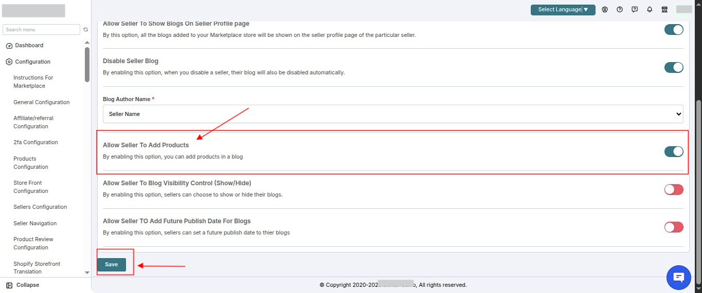 Allow to add products on Seller blog.