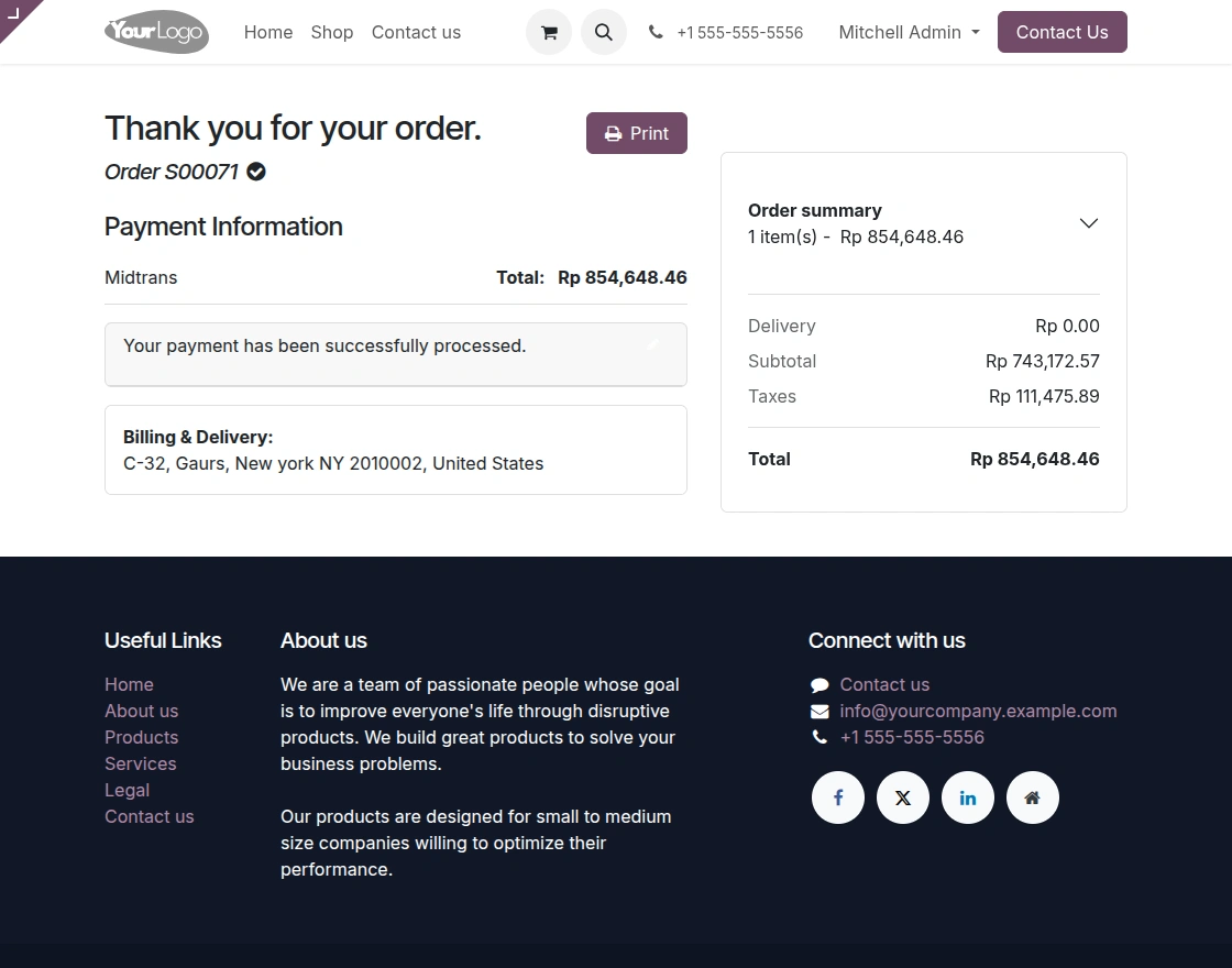 Displaying Payment Information
