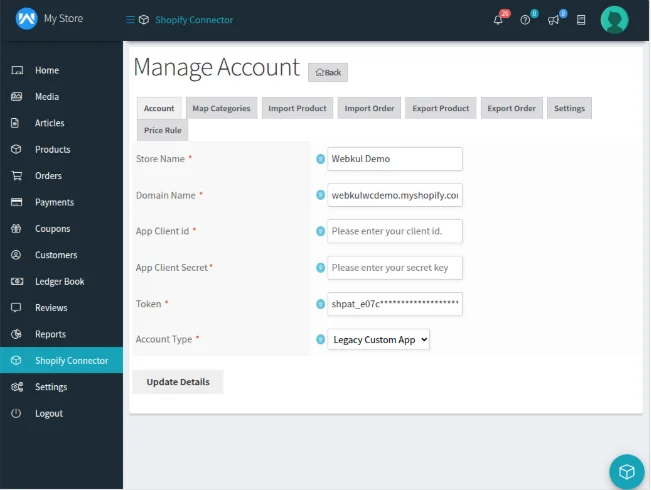 webkul wcfm shopify connector