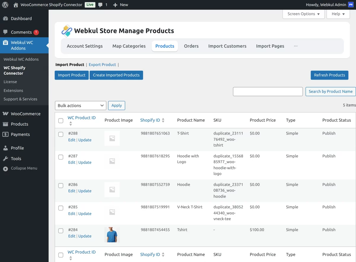 webkul woocommerce shopify connector