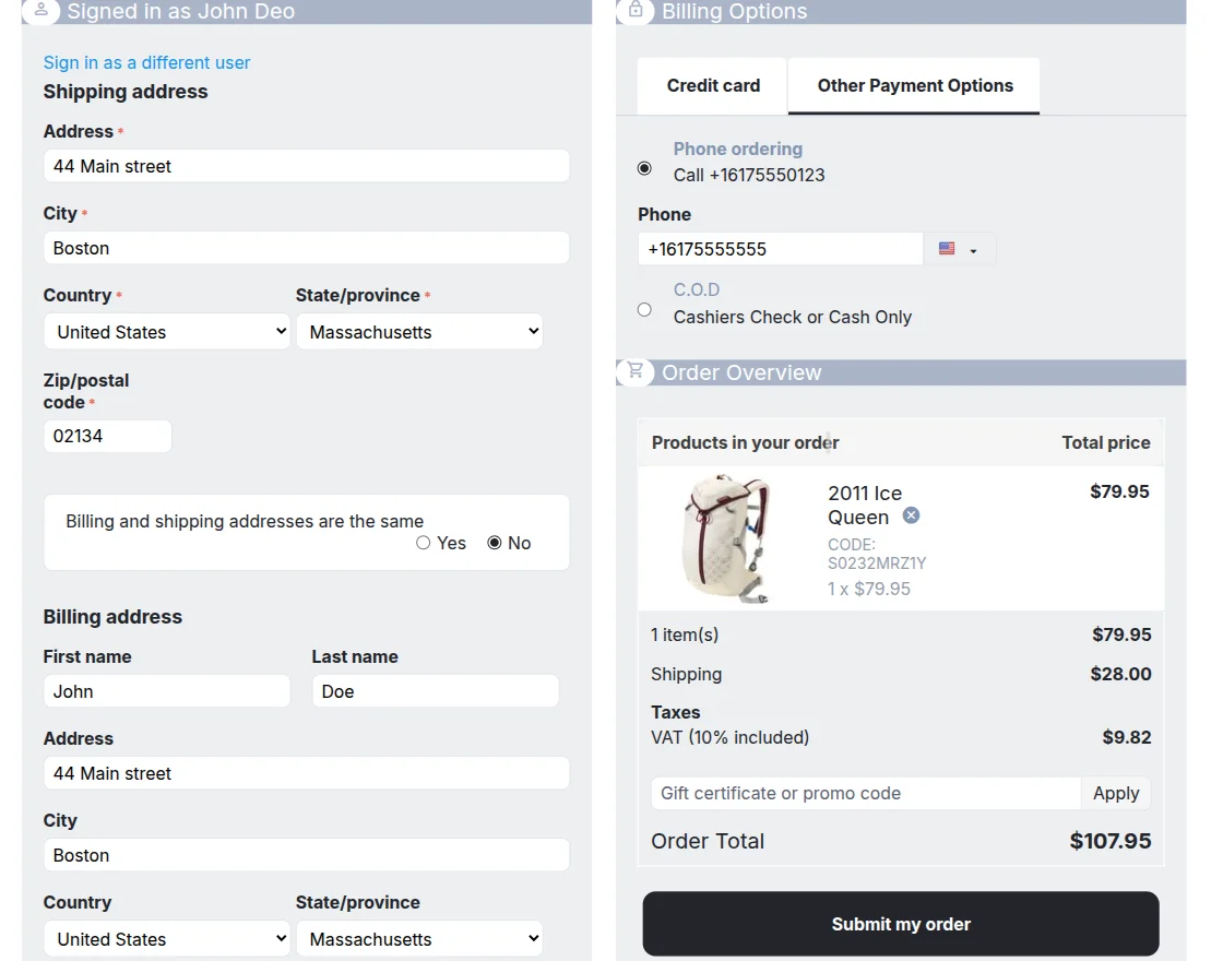 CS-Cart single page checkout view