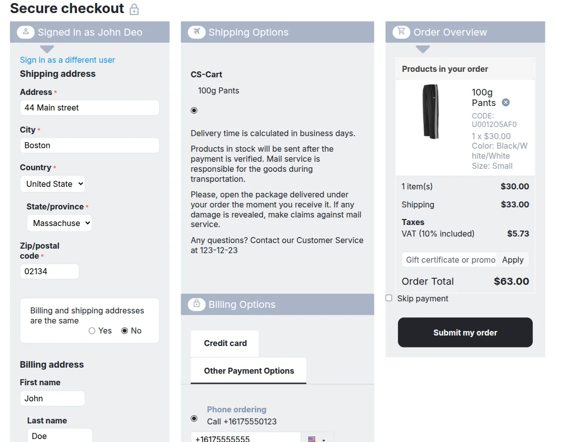 CS-Cart three layout