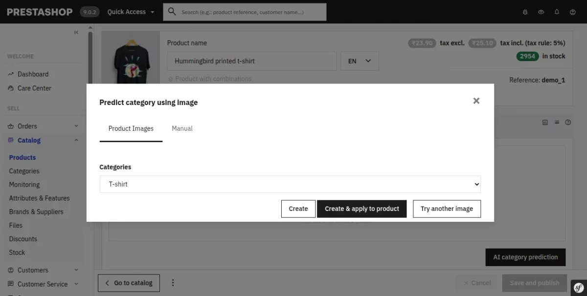Select Category and choose action to be performed.