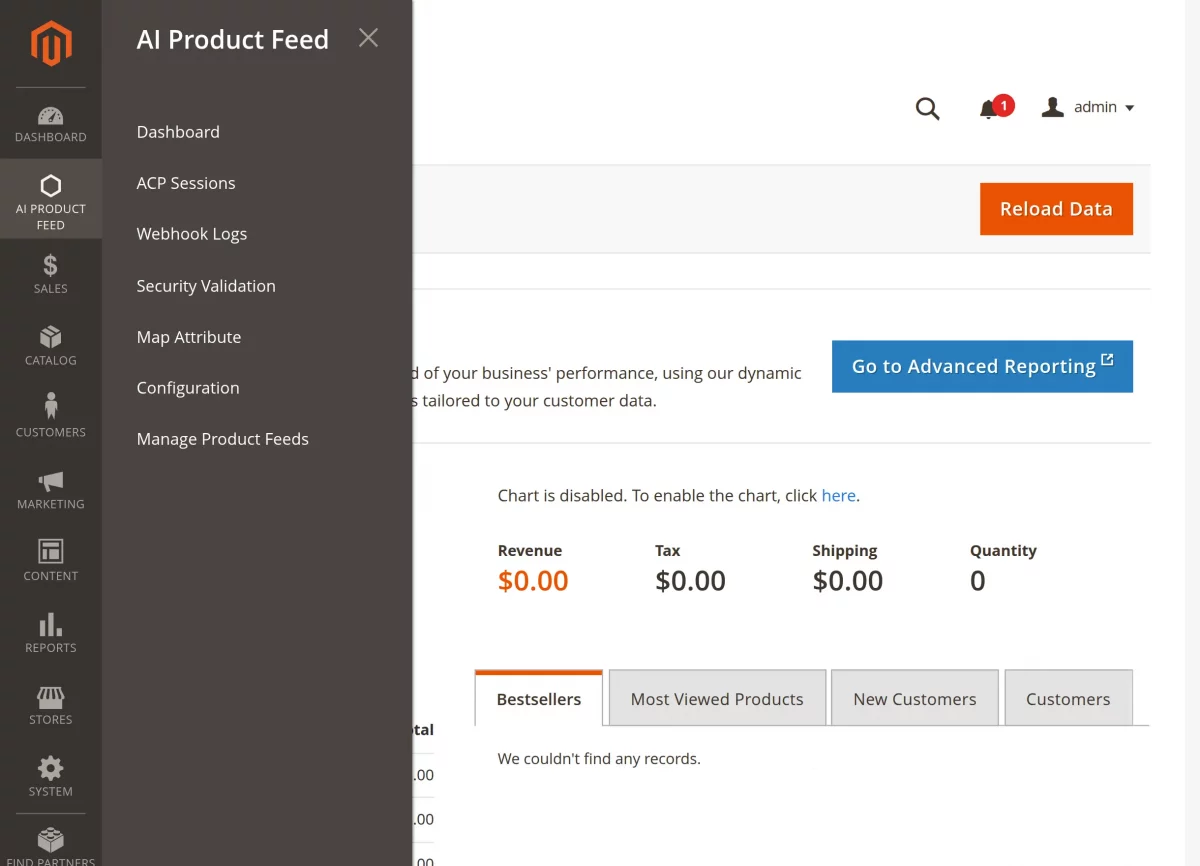 Magento 2 AI feed extension ai_product_feed_menu