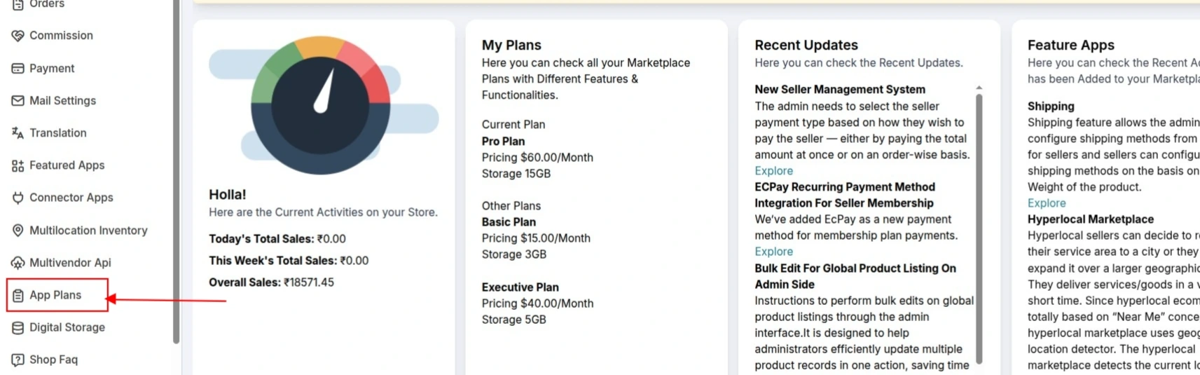 Multivendor Marketplace Admin Panel > Upgrade Plan