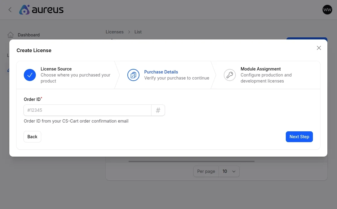Aureus fill order id