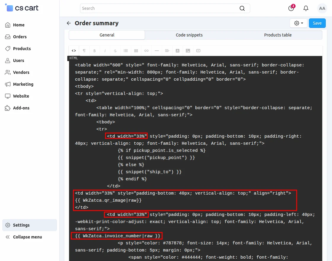 CS-Cart order summary changes