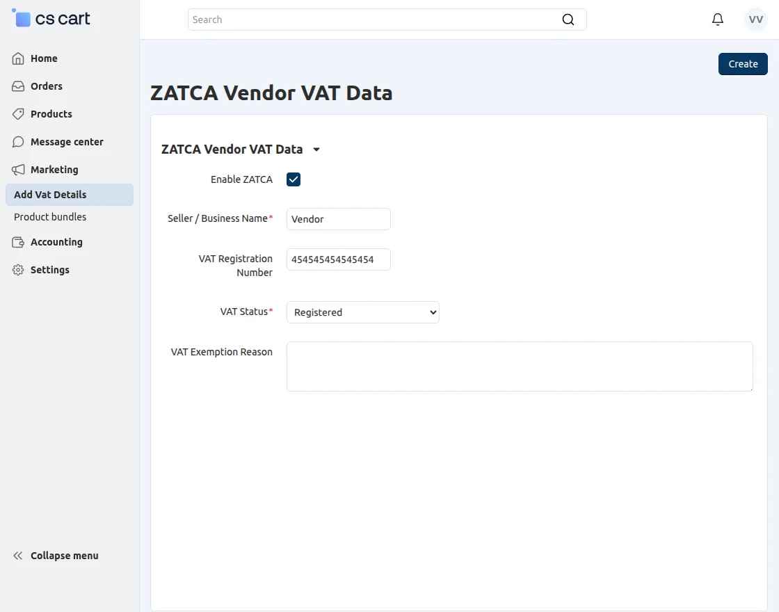 ZATCA Vendor VAT Data