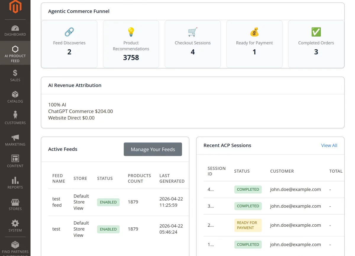 Magento 2 AI feed extension dashboard2