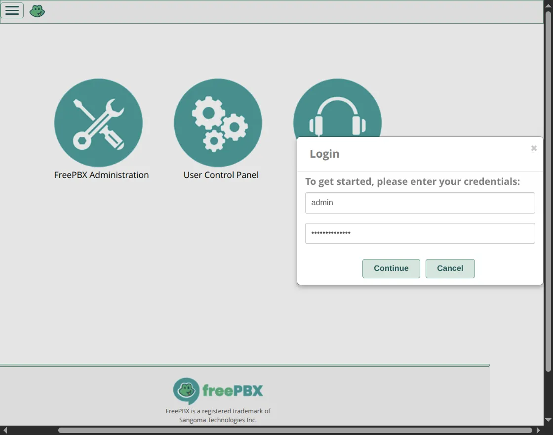 freepbx-login-screen
