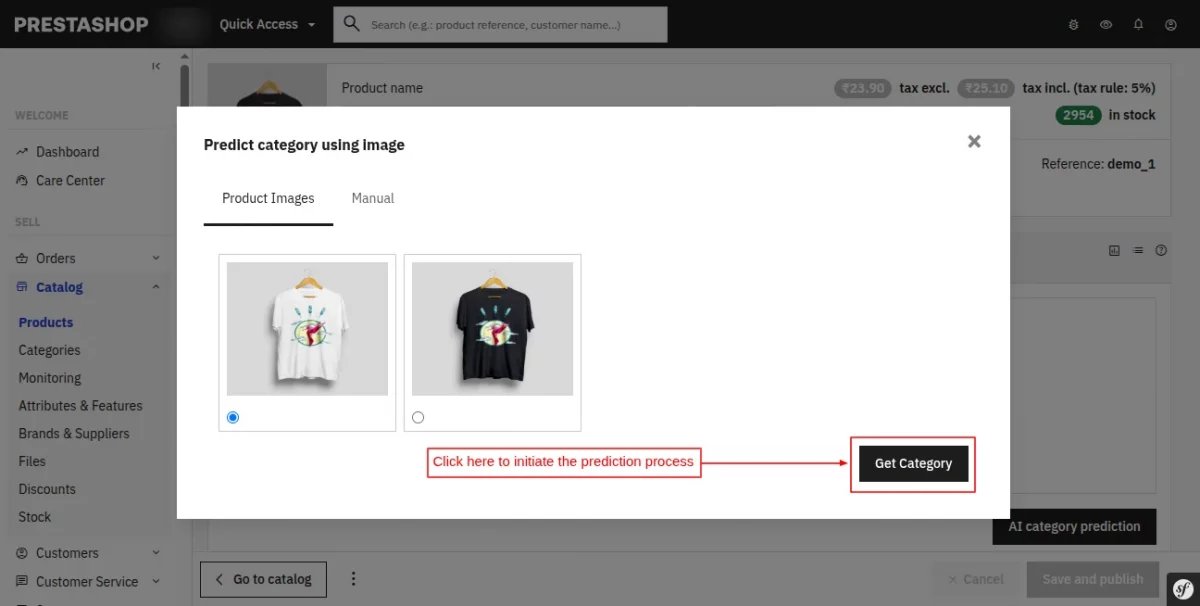 Initiate AI category prediction process