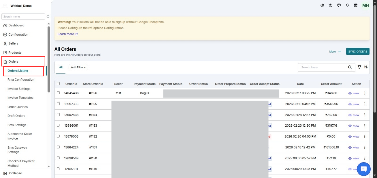 Product Subscription feature -view-order-listing