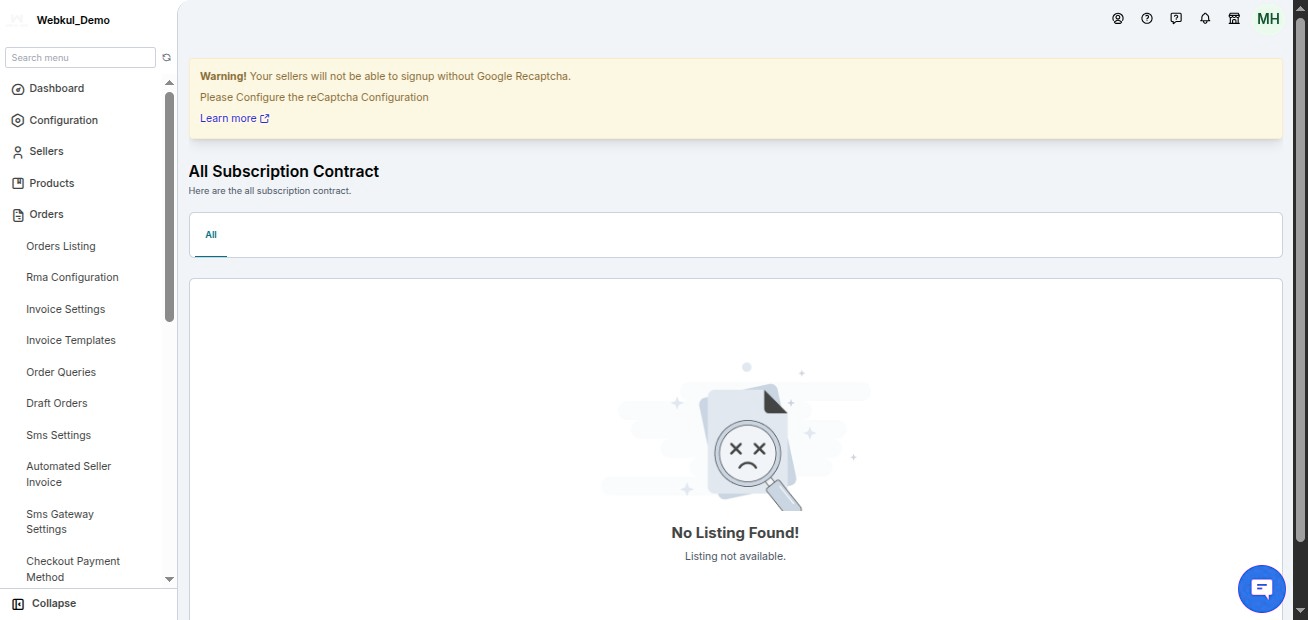 Product Subscription feature -view-order-contract-list
