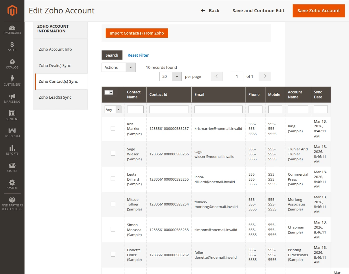 magento2-zohocrm-contacts-import