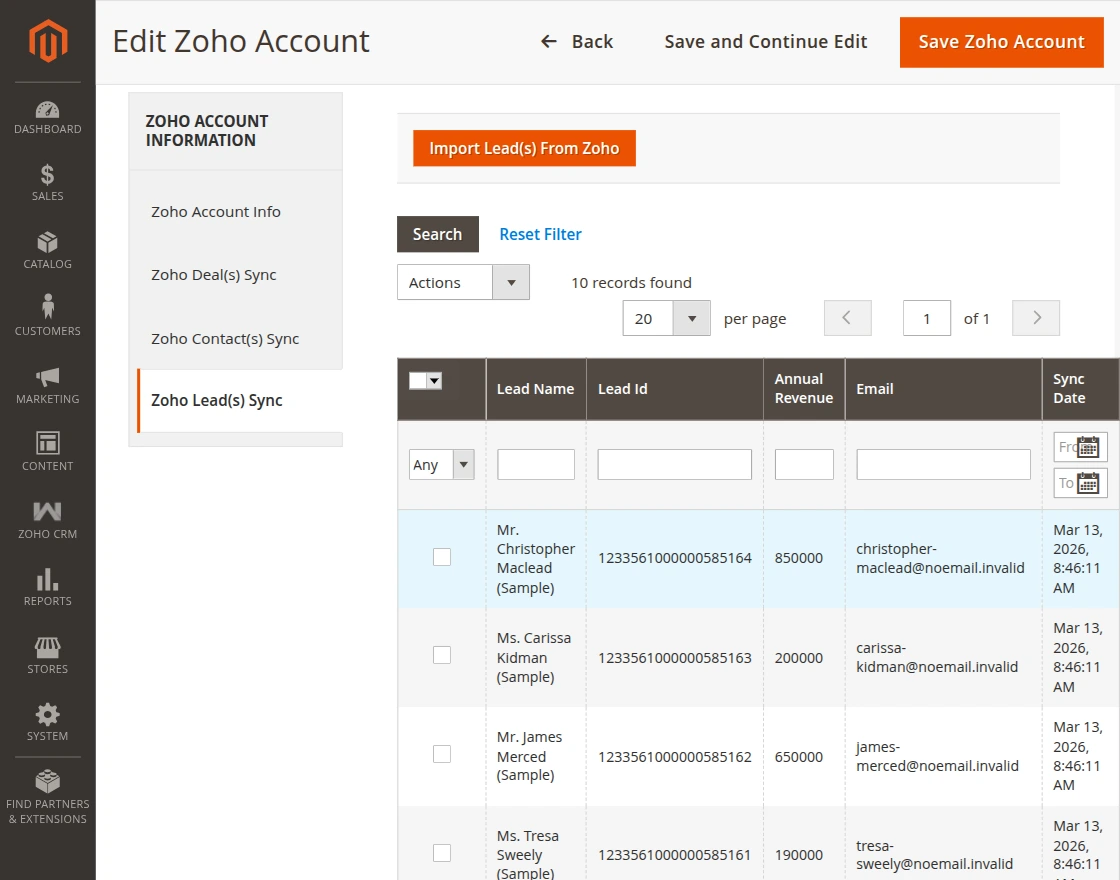 magento2-zohocrm-import-leads