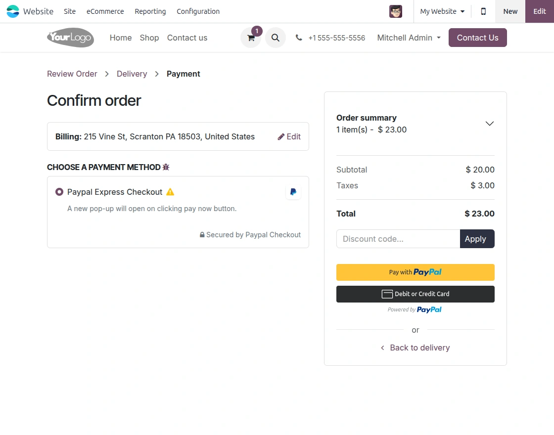 Paypal Express Order Confirmation 
