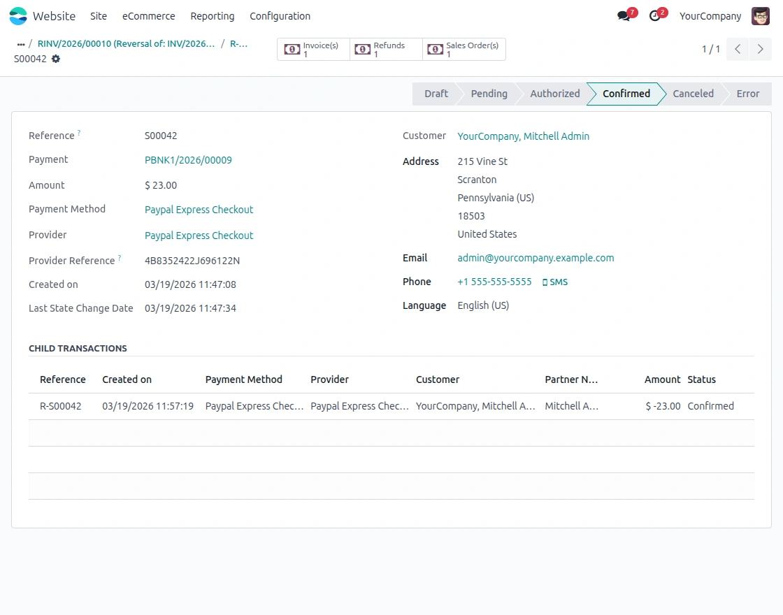 Paypal payment Transactions