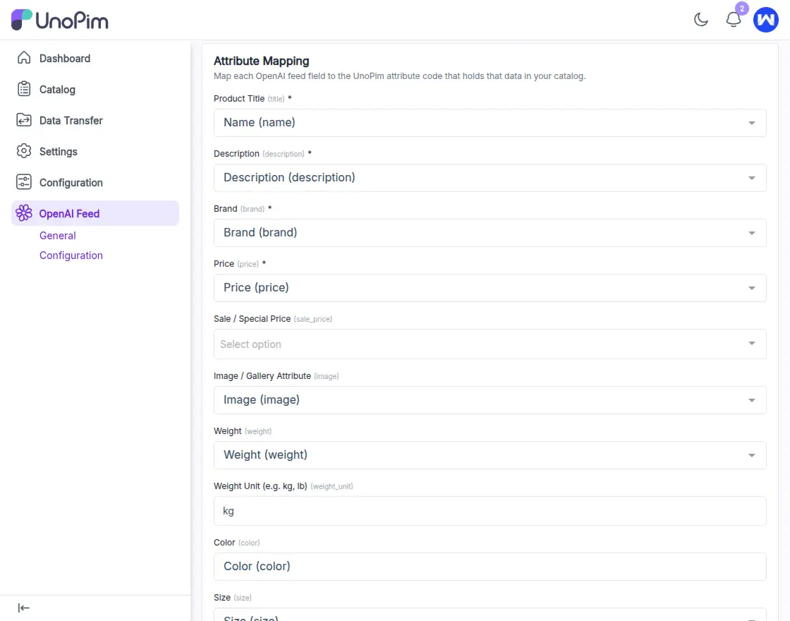 attribute-mapping-configuration-unopim-ai-product-feed-for-openai-search
