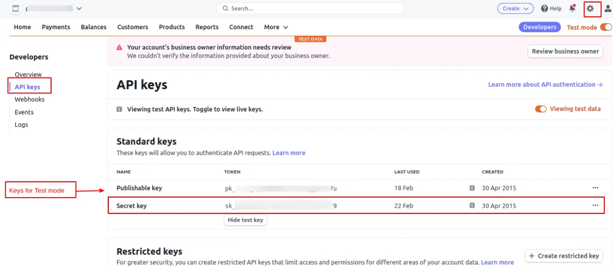 Stripe Secret API Key
