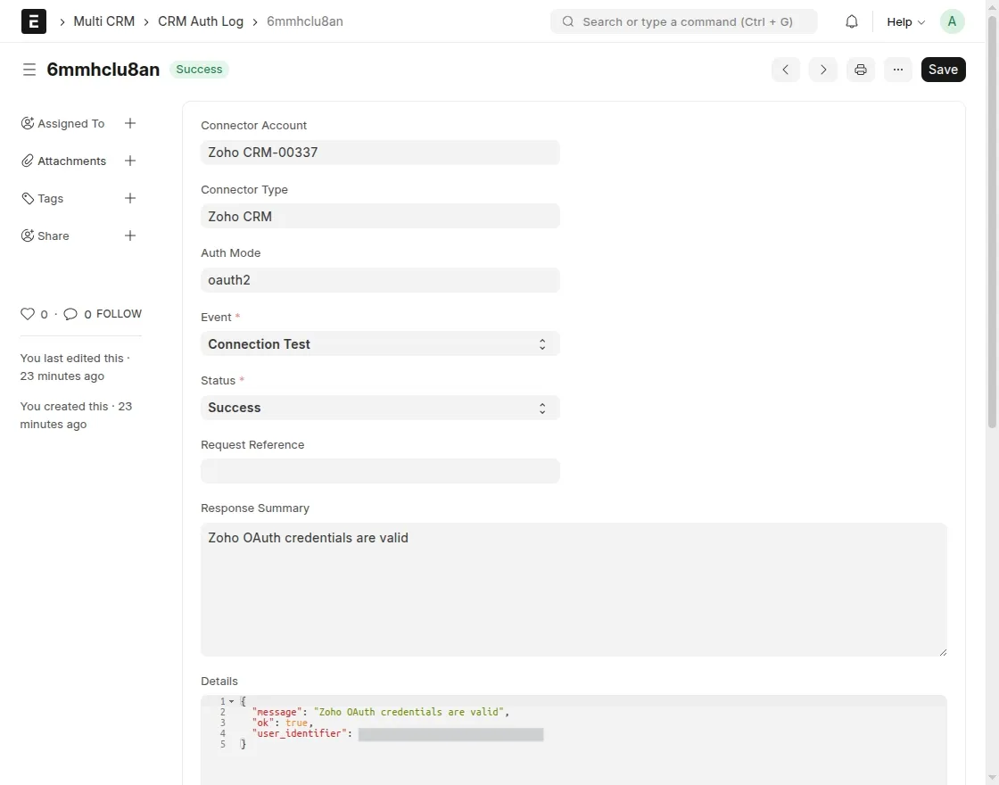 Authentication logs