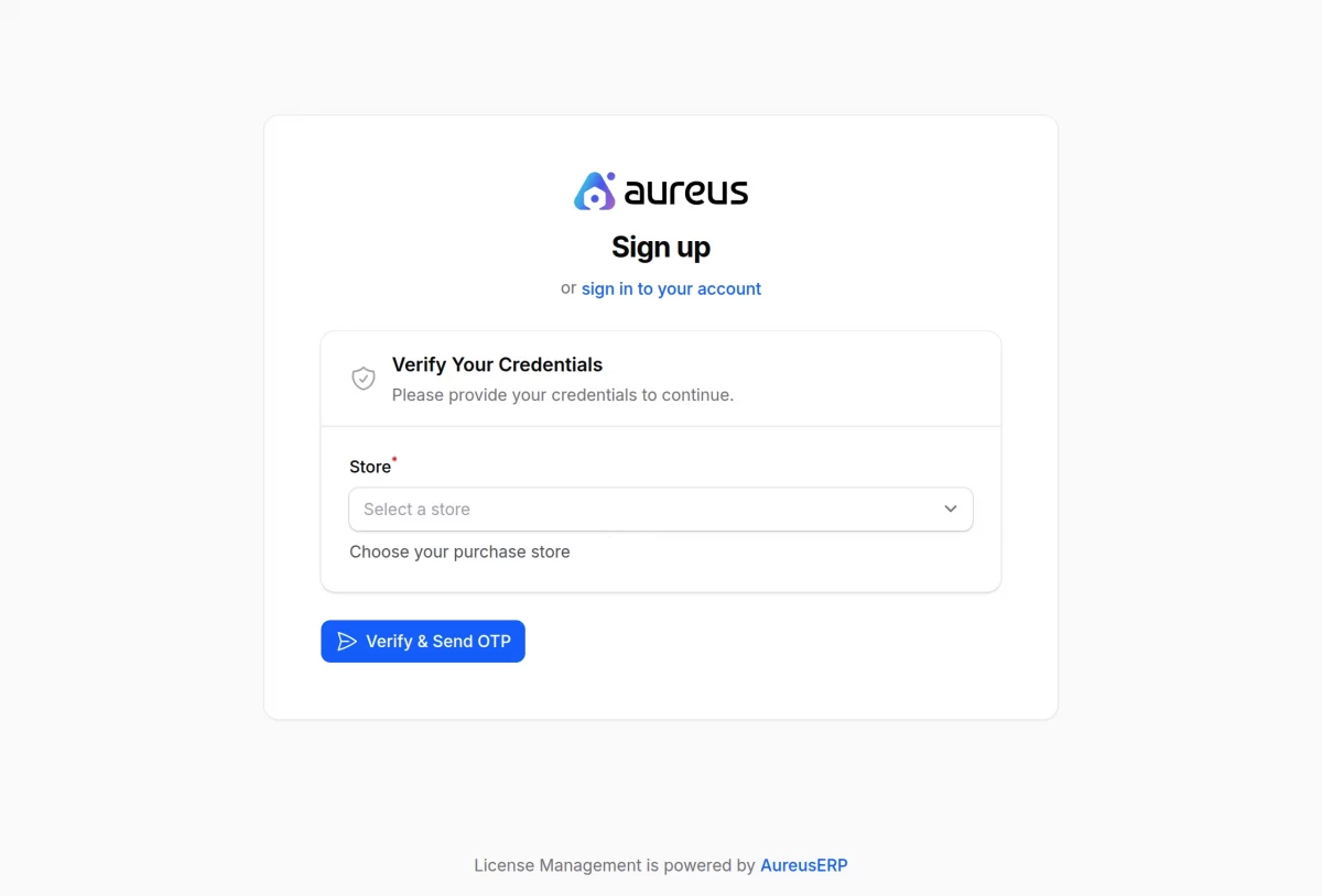 signup page