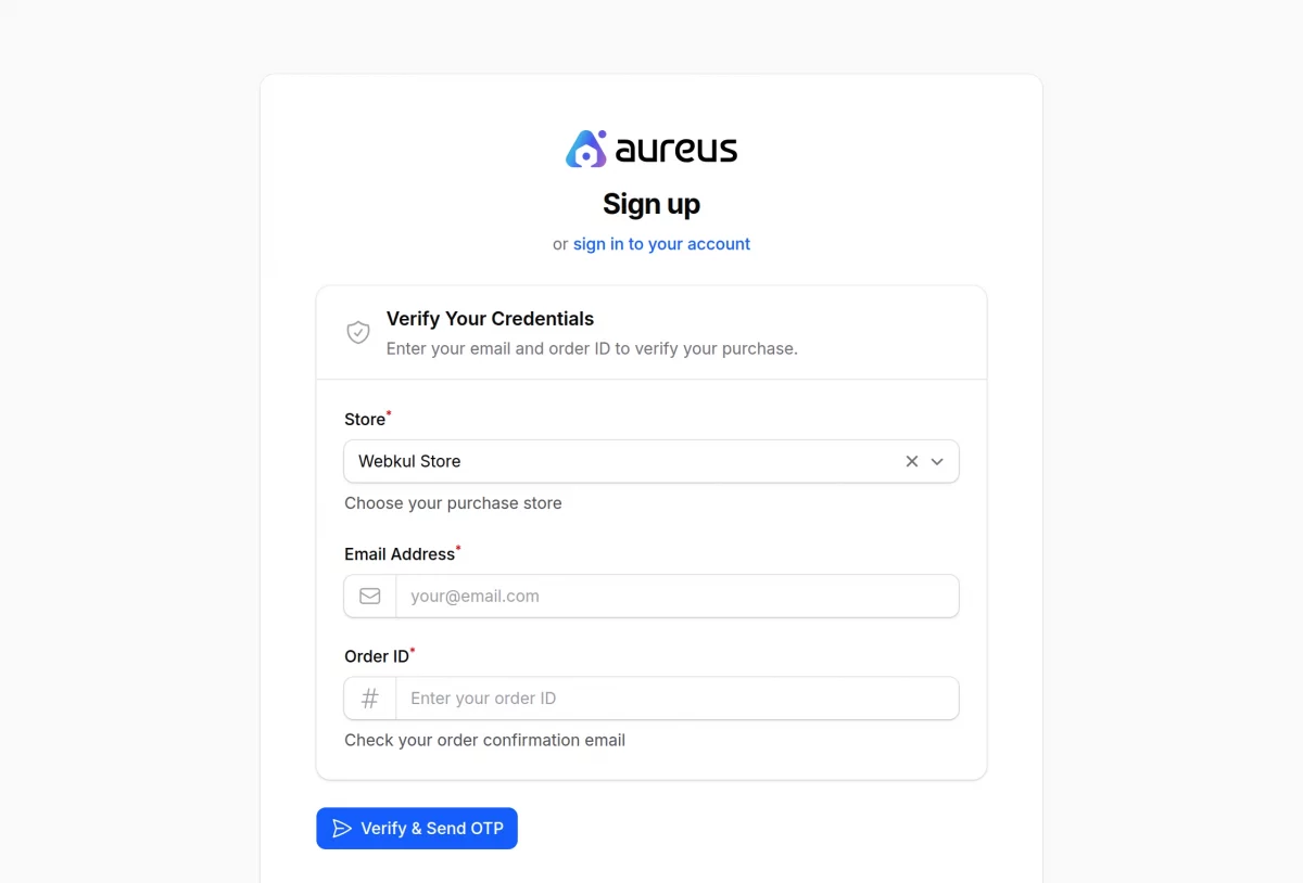 email and order id