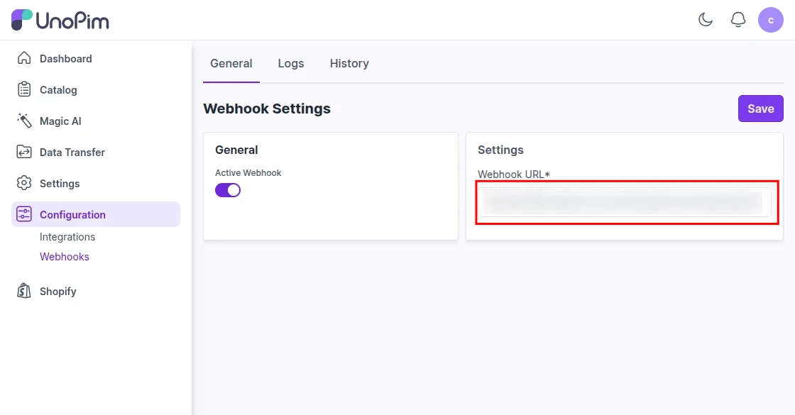 UnoPim webhook