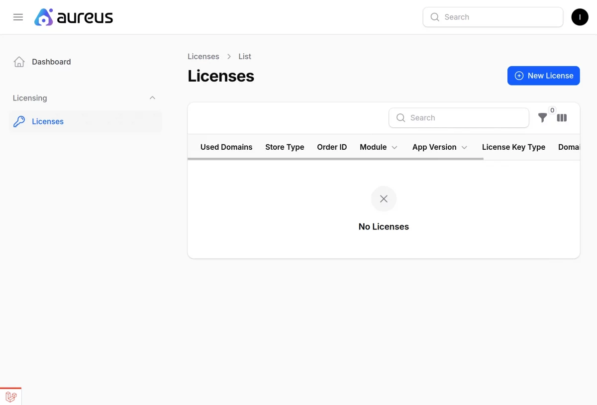 license page