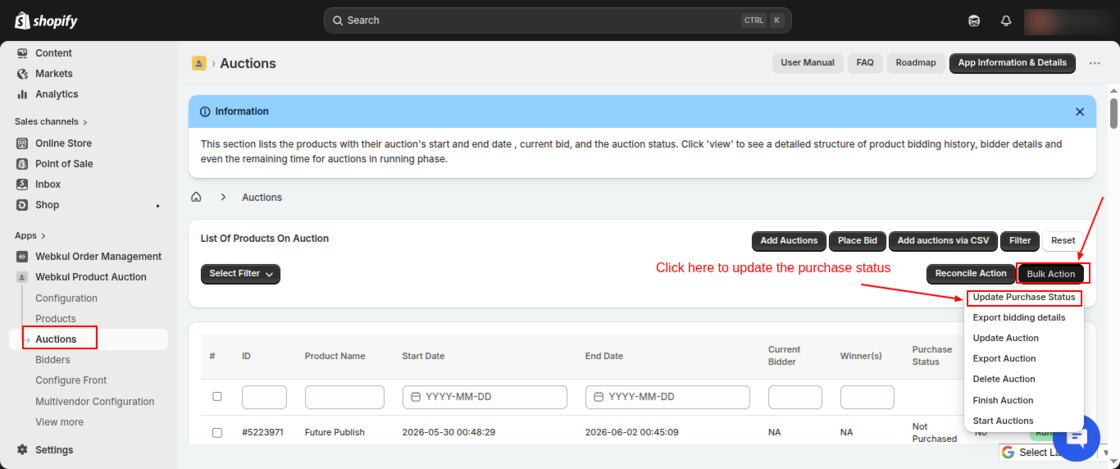 Product Auction for Shopify