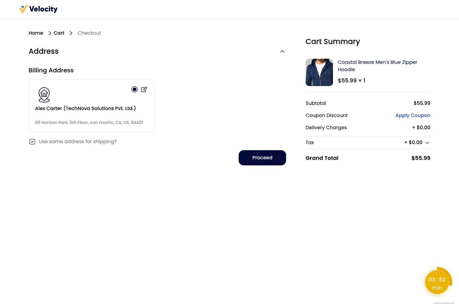 checkout address page