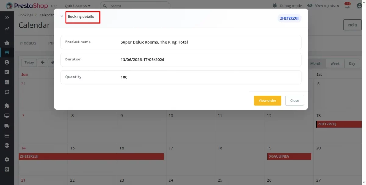 booking detail