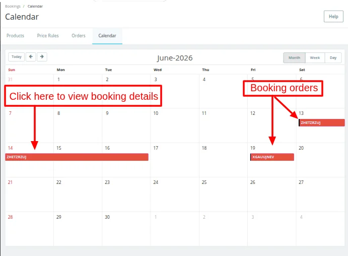 booking detail listing