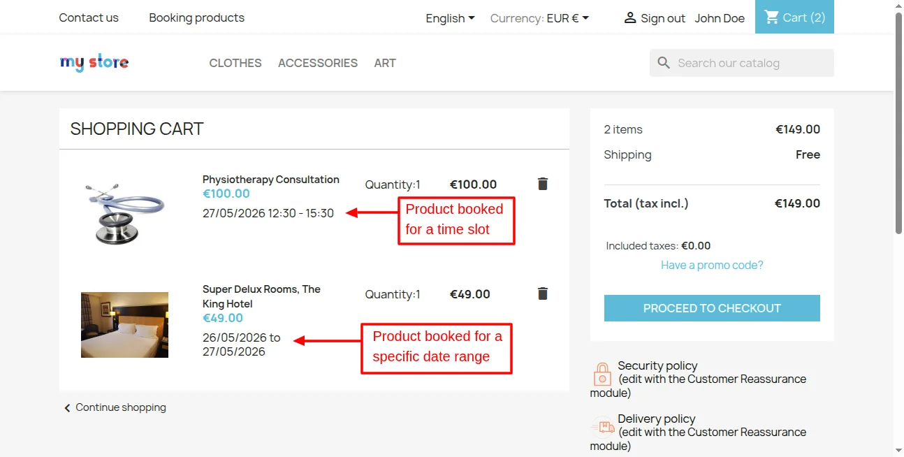 cart page