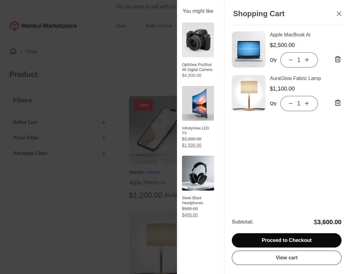  WooCommerce Marketplace Theme side-cart