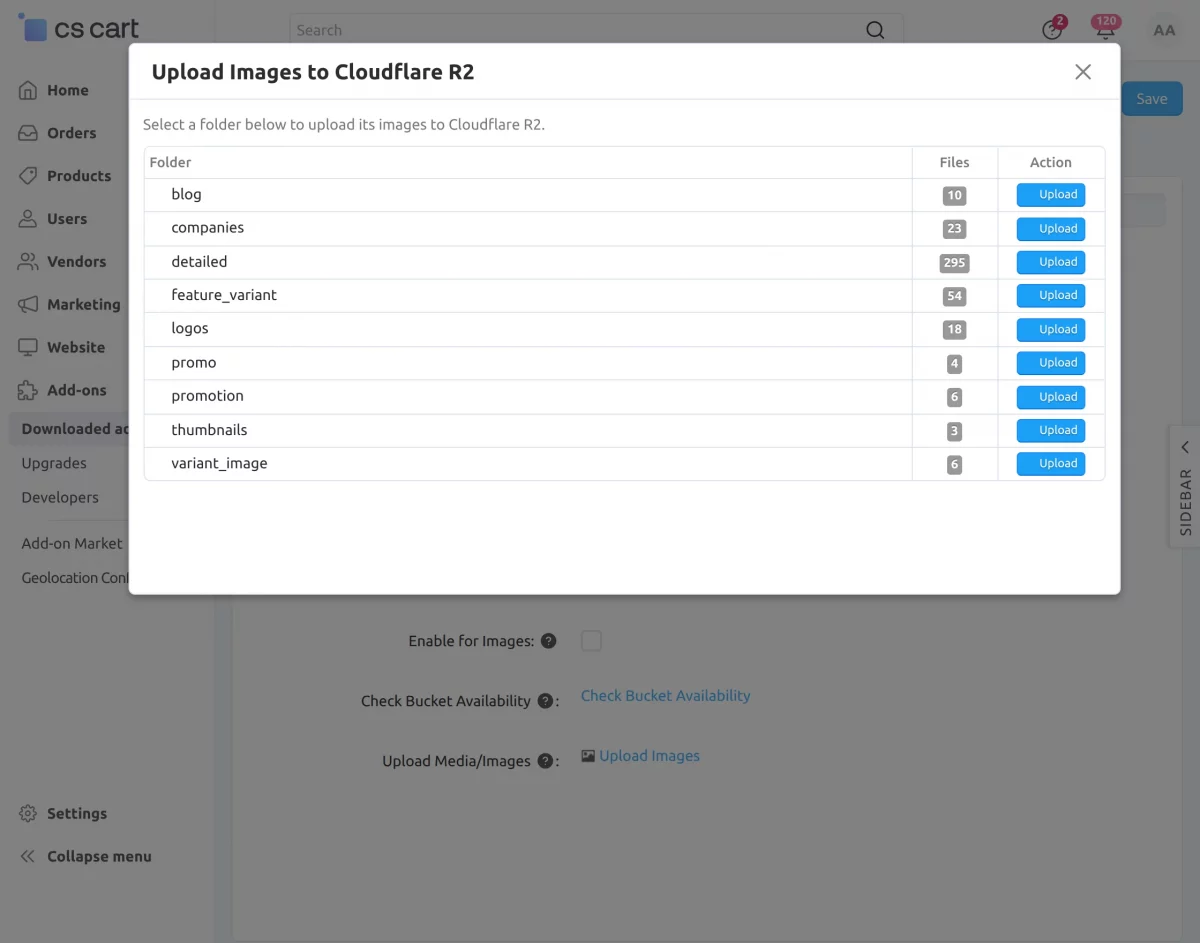 upload images on cloudflare end