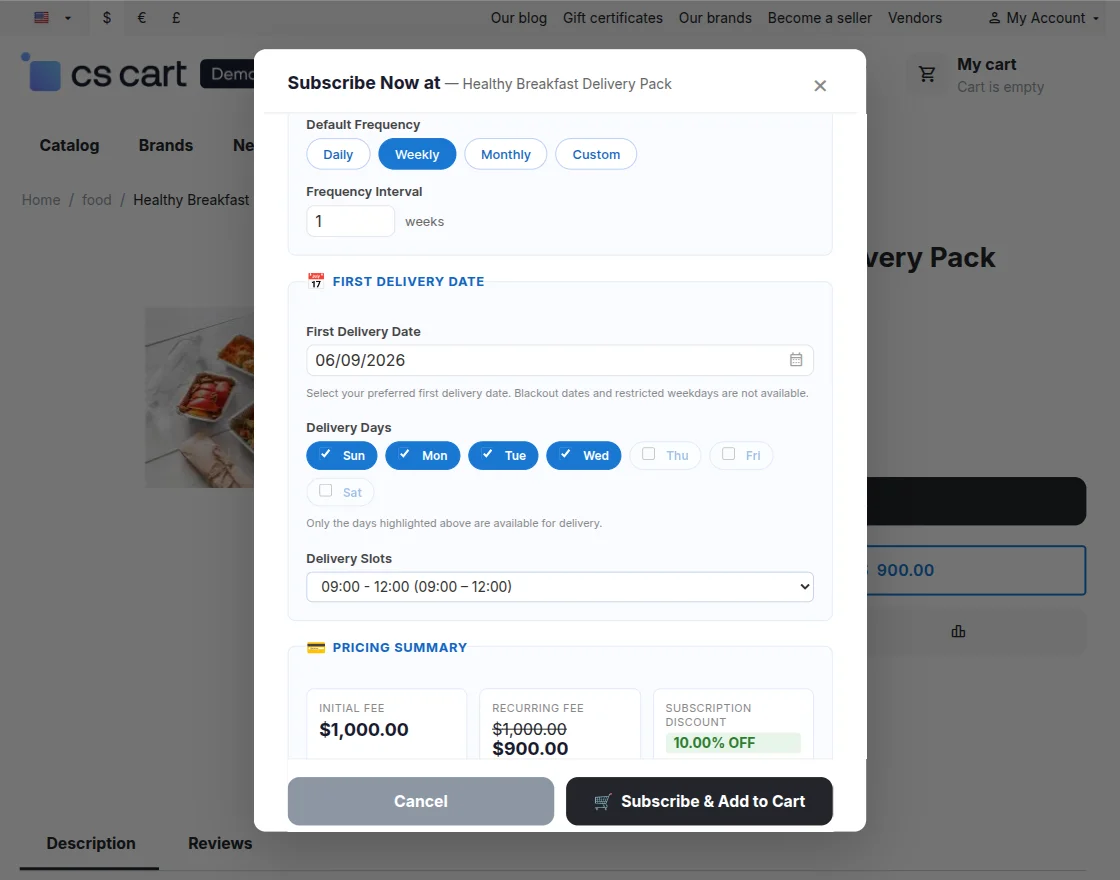 CS-Cart customer subscribe