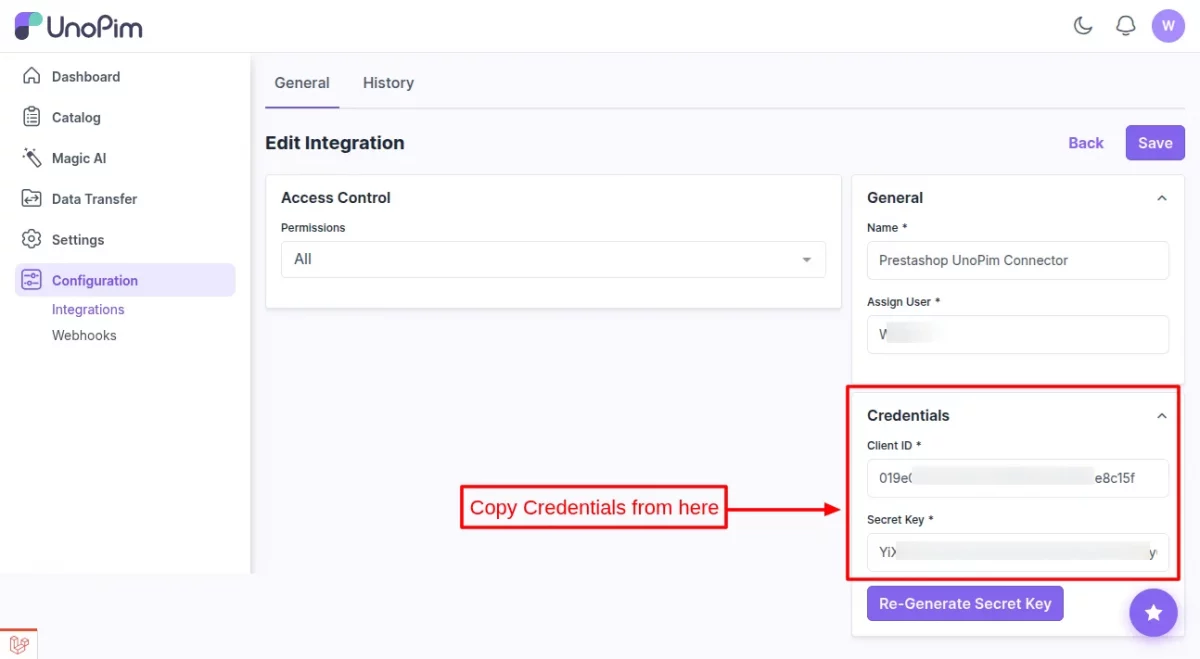 API credentials