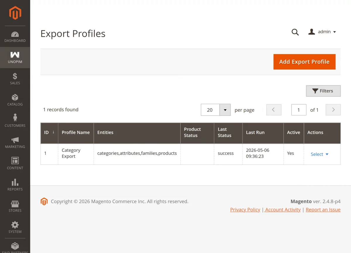 export profile