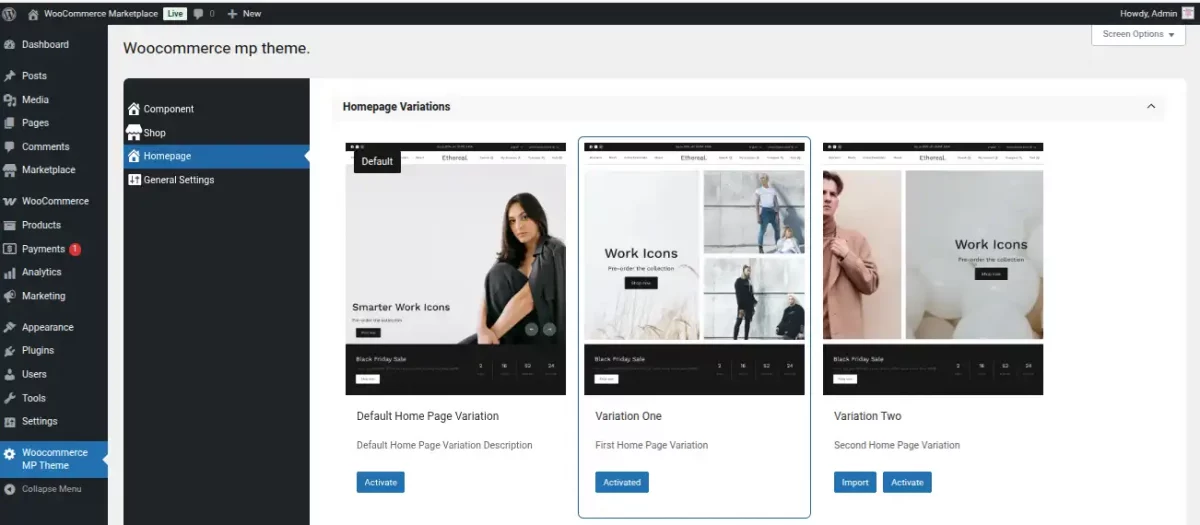  WooCommerce Marketplace Theme homepage